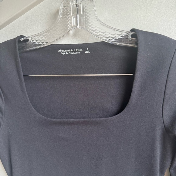 Abercrombie&Fitch Long-Sleeve Squareneck Corset Bodysuit Black size S - Picture 7 of 10